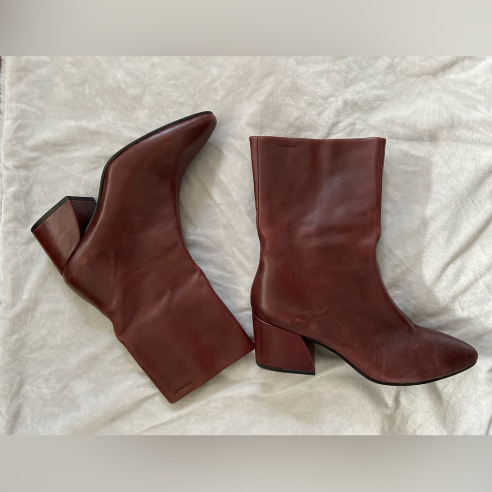 Vagabond size 40 Women’s Mid-Calf Brown Leather Block Heel Boots
